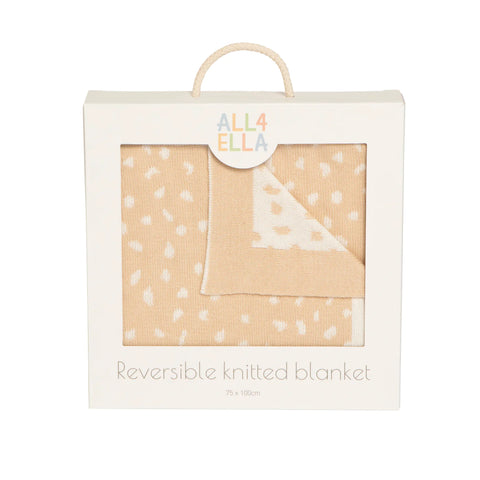 All 4 Ella - Reversible Blanket - Beige Dots